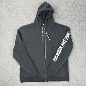 American‎ Apparel Michigan Awesome Flex Fleece Full Zip Hoodie Men 2XL Grey USA